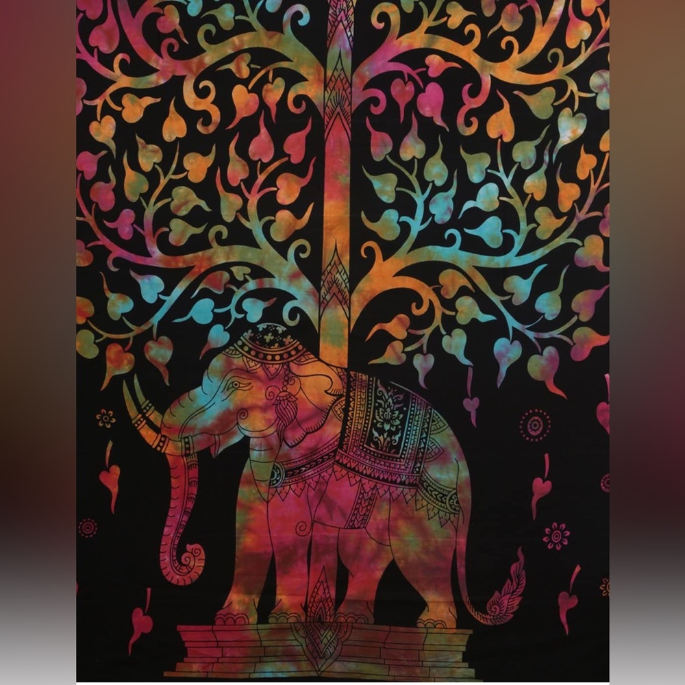 Elephant Tie Dye Cotton Tapestry